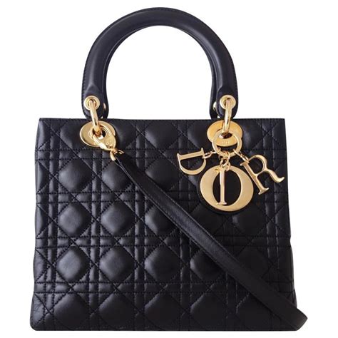 Sac à main en cuir lady dior Dior Noir en Cuir 